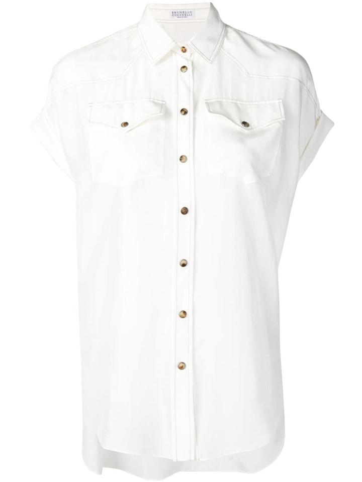 Brunello Cucinelli Short Sleeved Blouse - White