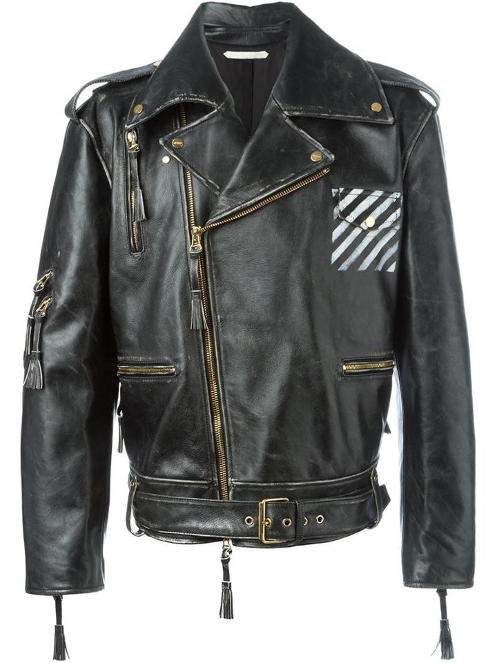 Off-white Distressed Biker Jacket