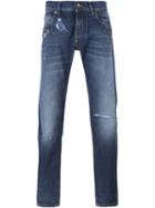 Dolce & Gabbana Bird Patch Slim Jeans, Men's, Size: 44, Blue, Cotton