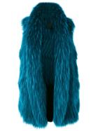 Liska - Sleeveless Fur Coat - Women - Raccoon Dog - S, Blue, Raccoon Dog