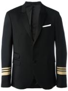 Neil Barrett Striped Cuff Blazer, Men's, Size: 52, Black, Polyester/spandex/elastane/virgin Wool