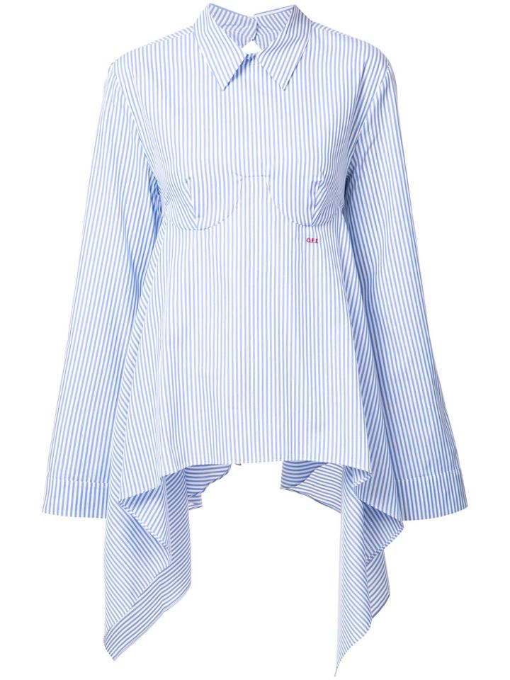 Off-white (beige) - Striped Open Back Shirt - Women - Cotton - L, Cotton