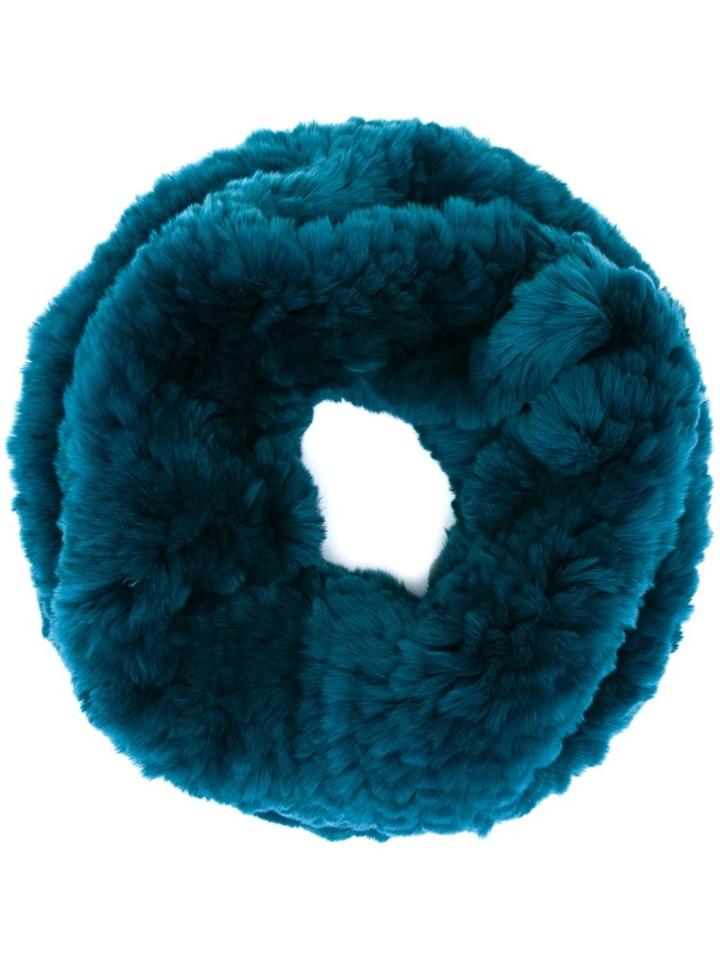 Yves Salomon Rabbit Fur Infinity Scarf, Women's, Blue, Rabbit Fur