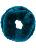 Yves Salomon Rabbit Fur Infinity Scarf, Women's, Blue, Rabbit Fur