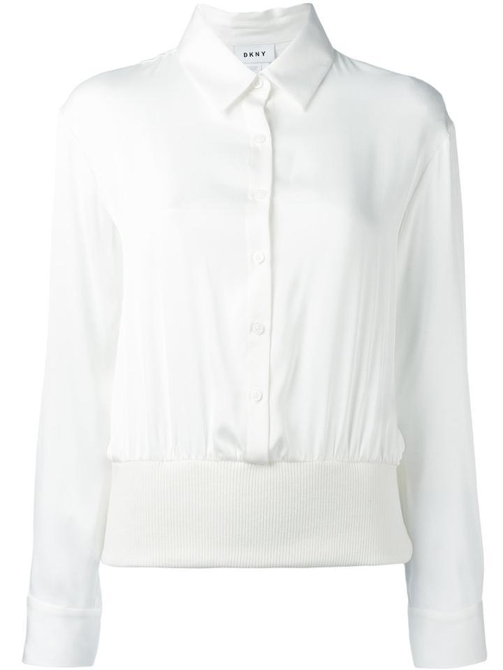 Dkny Classic Shirt, Women's, Size: Small, White, Silk/spandex/elastane/merino