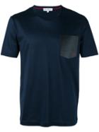 Salvatore Ferragamo T-shirt With Leather Pocket, Men's, Size: Xl, Blue, Cotton