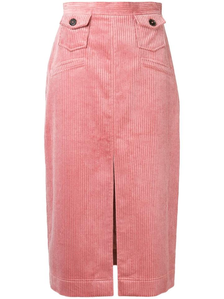 Alexa Chung Corduroy Midi Skirt - Pink & Purple
