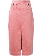 Alexa Chung Corduroy Midi Skirt - Pink & Purple