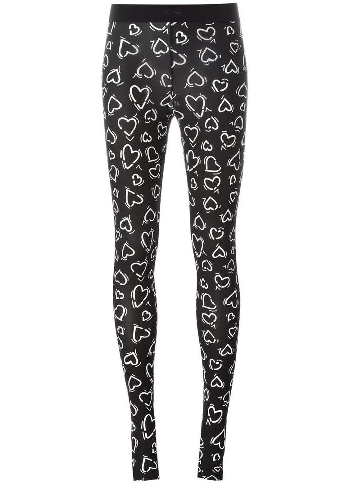 Max Mara Hearts Print Leggings, Women's, Size: Medium, Black, Polyamide/spandex/elastane