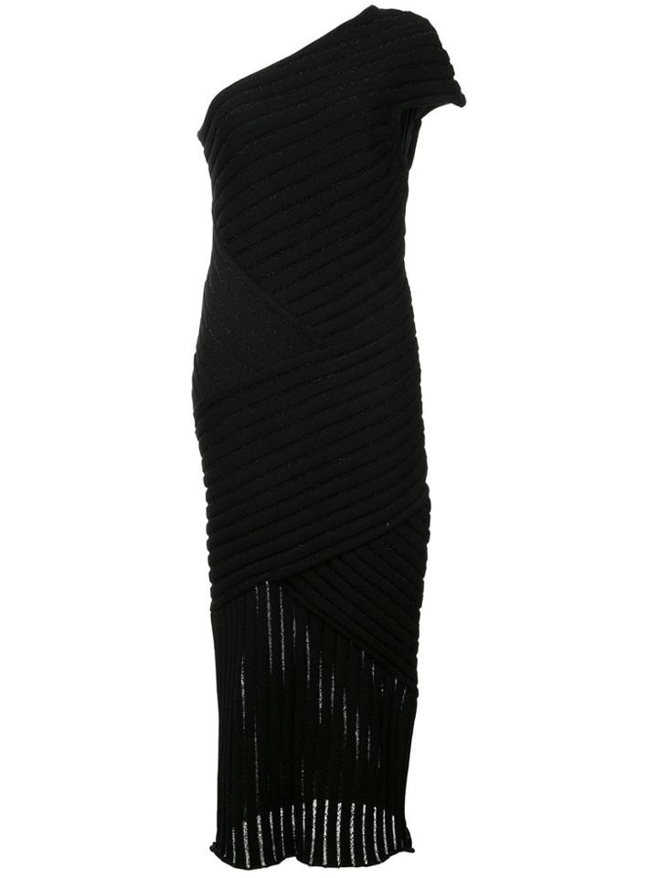 Valery Kovalska Ribbed One Shoulder Dress - Black