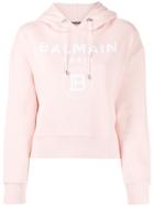 Balmain Logo Print Hoodie - Pink