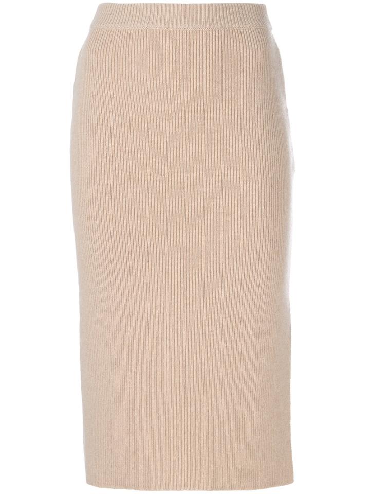 Agnona - Side Slit Skirt - Women - Cashmere/wool - M, Nude/neutrals, Cashmere/wool