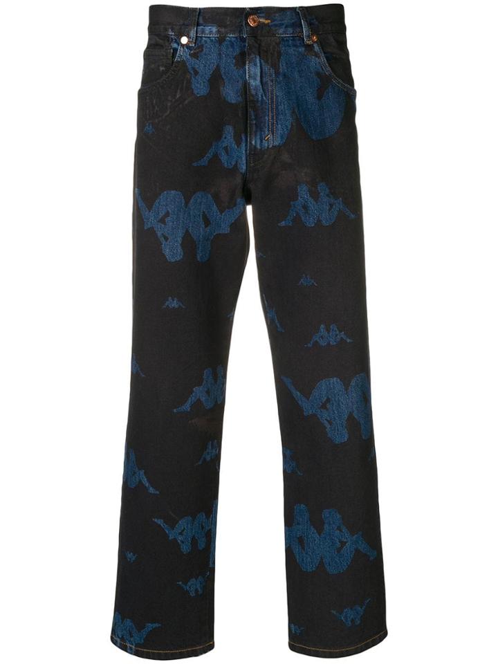 Paura Kappa Print Jeans - Blue