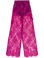 Off-white Lace Wide-leg Trousers - Pink & Purple