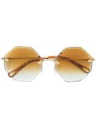 Chloé Eyewear Bevelled Edge Octagonal Sunglasses - Metallic
