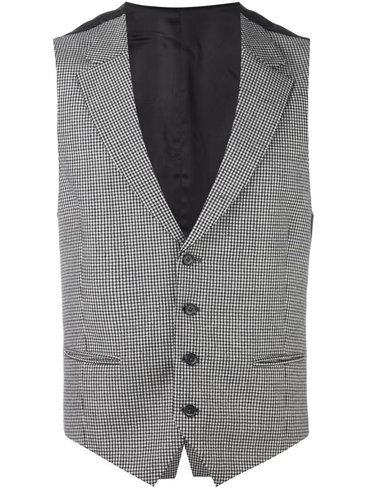 Hydrogen Checked Gillet, Men's, Size: 48, Black, Rayon/wool