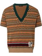 Prada Jacquard Short Sleeve Sweater - Brown
