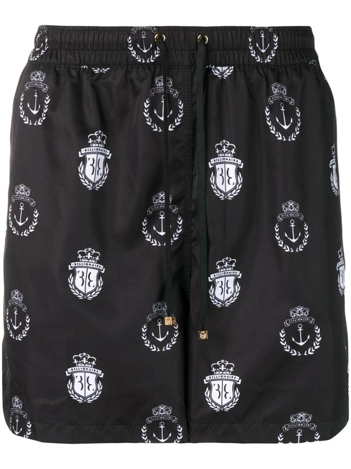 Billionaire Logo Printed Swim Shorts - Black