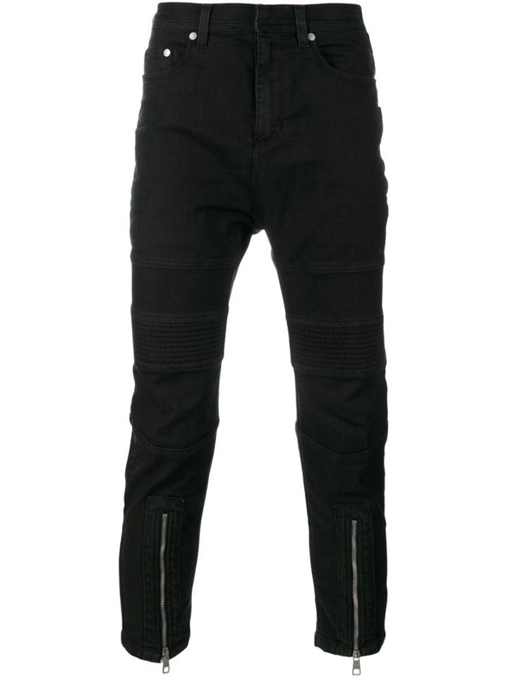 Neil Barrett Zip Detail Jeans, Men's, Size: 32, Black, Cotton/polyester/spandex/elastane