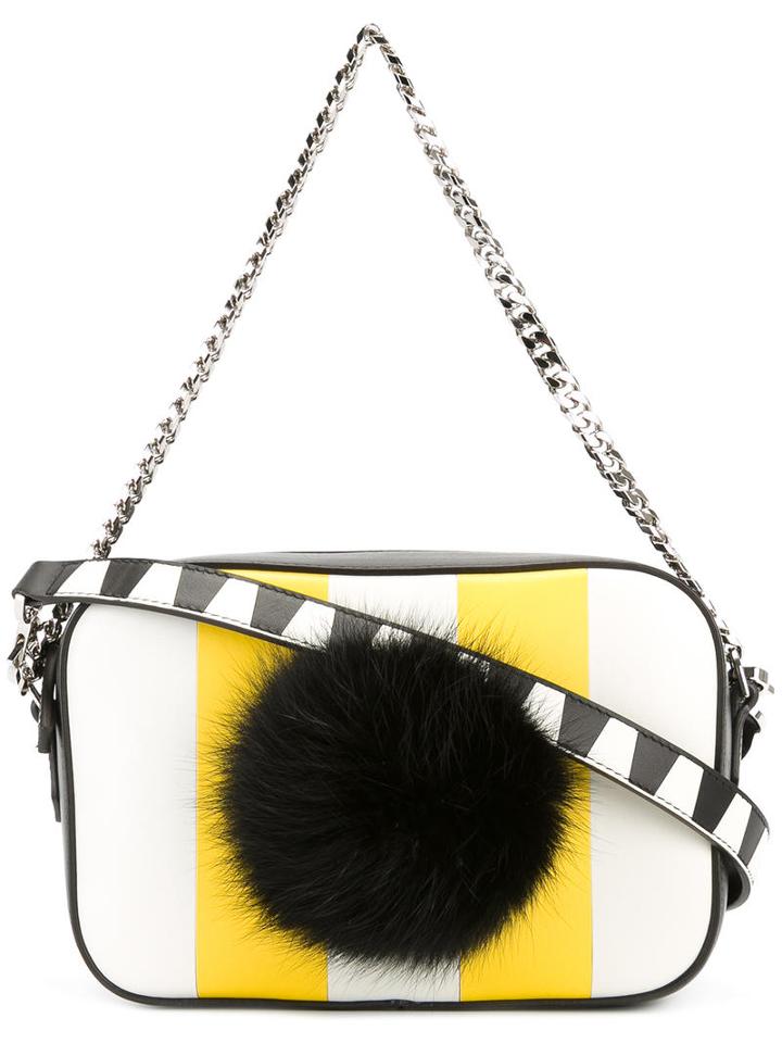 Les Petits Joueurs Striped Pompom Crossbody Bag, Women's, White, Leather