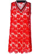 Hilfiger Collection Floral Lace V-neck Dress, Women's, Size: 4, Red, Polyester/cotton