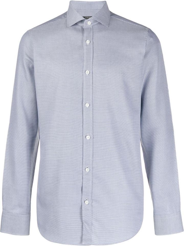 Z Zegna Long-sleeved Patterned Shirt - Blue