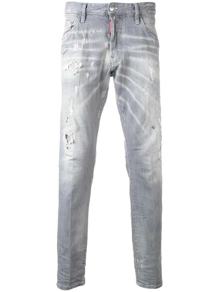 Dsquared2 - Distressed Skinny Jeans - Men - Cotton/spandex/elastane - 56, Grey, Cotton/spandex/elastane