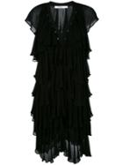 Givenchy Ruffled Tiered Dress, Women's, Size: 36, Black, Viscose