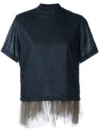 Kolor Tulle Trim T-shirt, Women's, Size: 2, Blue, Nylon/wool