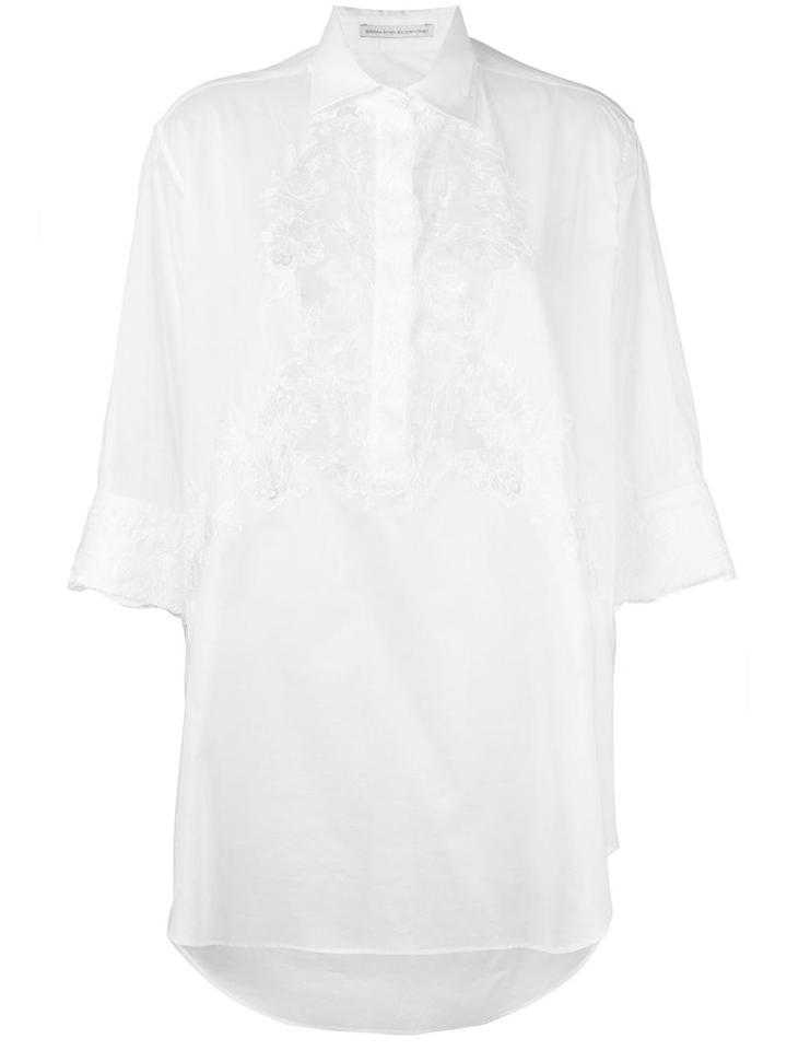 Ermanno Scervino Lace Detail Shirt, Women's, Size: 44, White, Cotton/viscose/polyamide/polyester