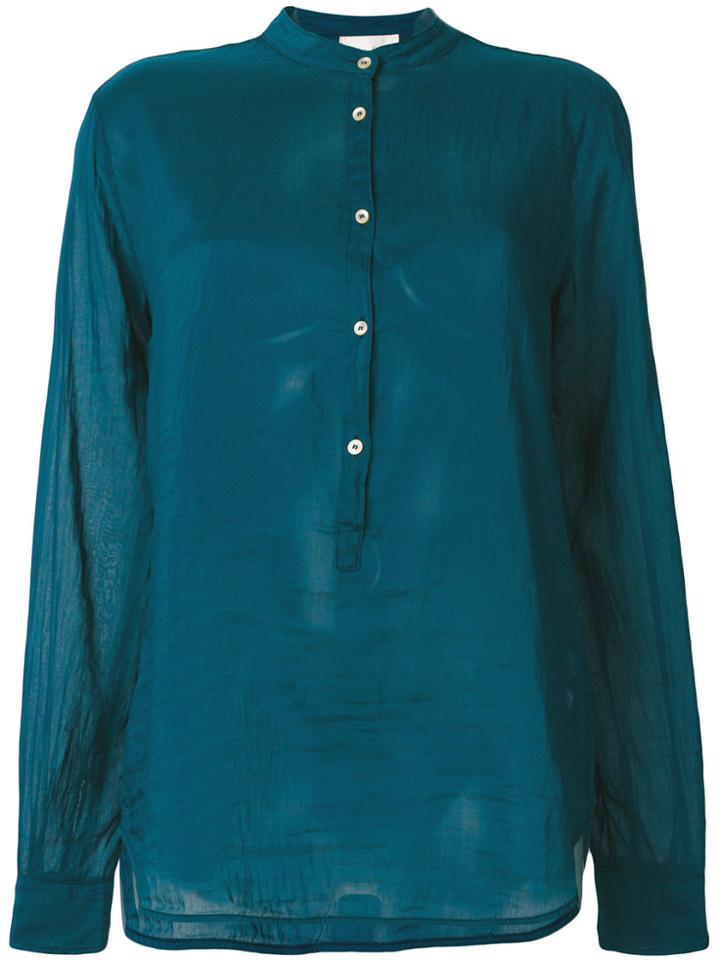 Forte Forte Mandarin Neck Sheer Shirt - Blue