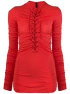 Unravel Project Lace-up Ruched Top - Red