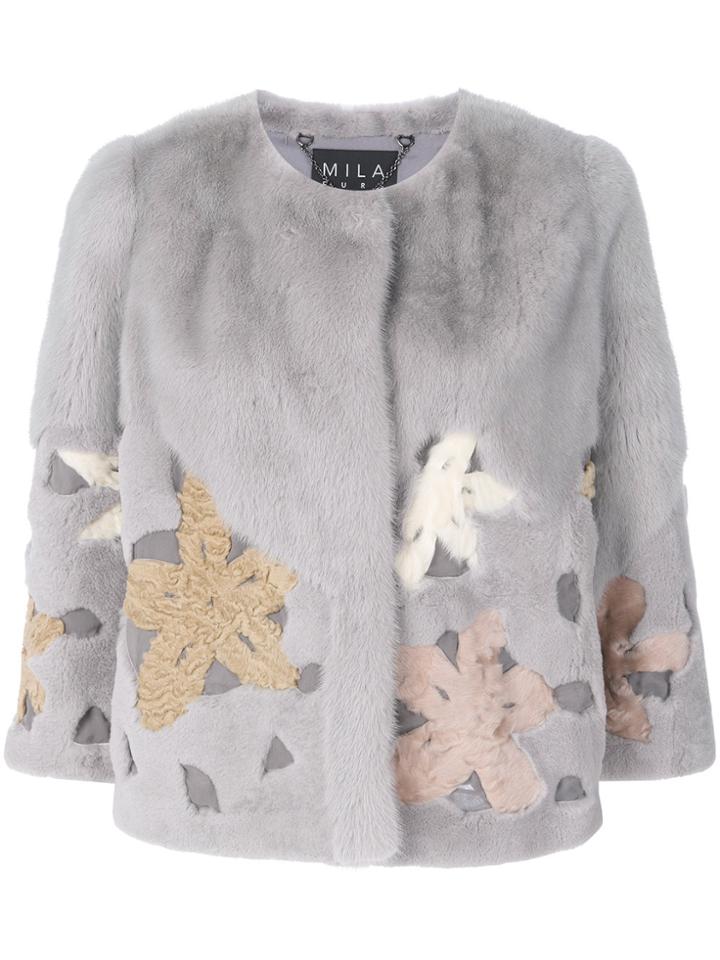 Cara Mila Mimosa Floral Mink Jacket - Grey
