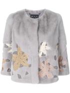 Cara Mila Mimosa Floral Mink Jacket - Grey