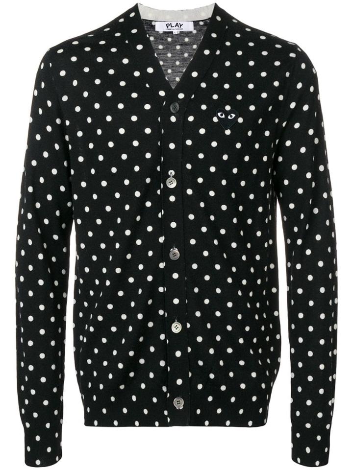 Comme Des Garçons Play Polka Dot Heart Logo Cardigan - Black