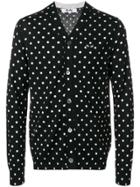 Comme Des Garçons Play Polka Dot Heart Logo Cardigan - Black