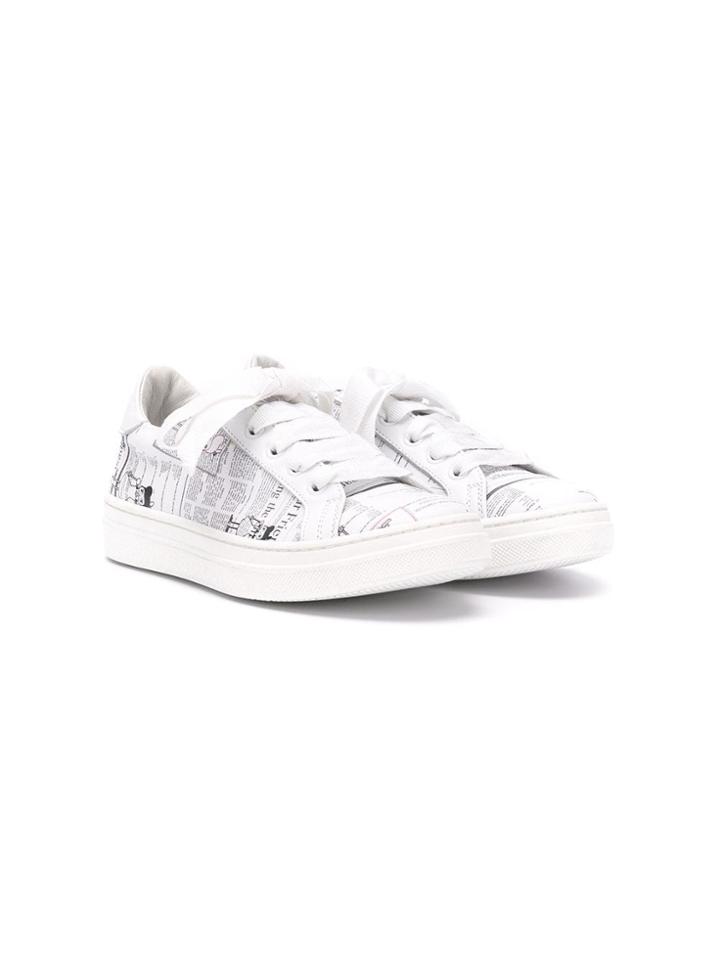 John Galliano Kids Teen Graphic Print Sneakers - White