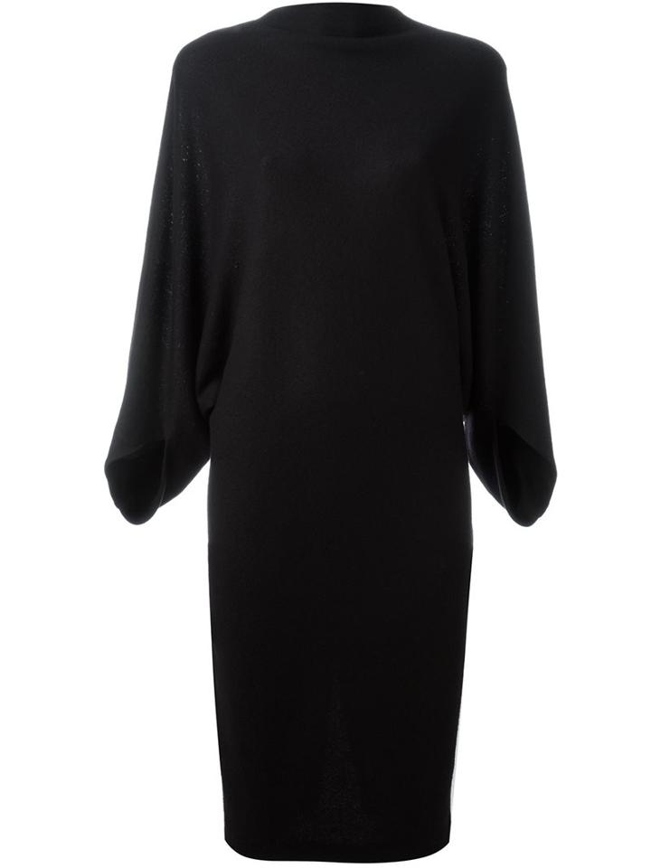 Chalayan Signature Drapey Boat Neck Dress, Women's, Size: 40, Black, Wool