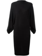 Chalayan Signature Drapey Boat Neck Dress, Women's, Size: 40, Black, Wool