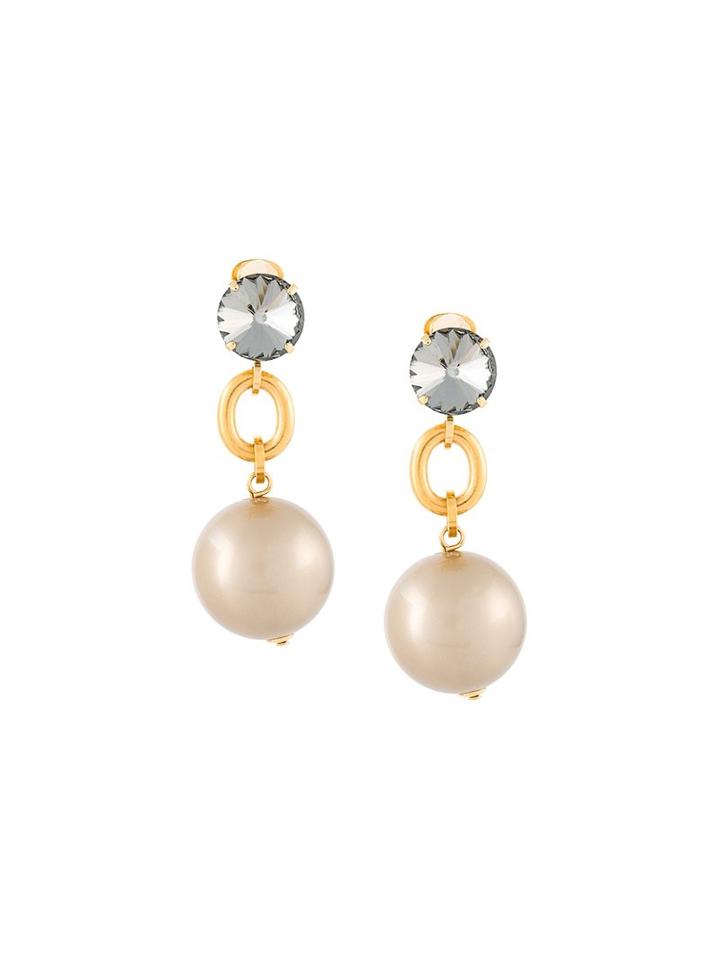 Marni Oversized Drop Clip On Earrings, Women's, Metallic