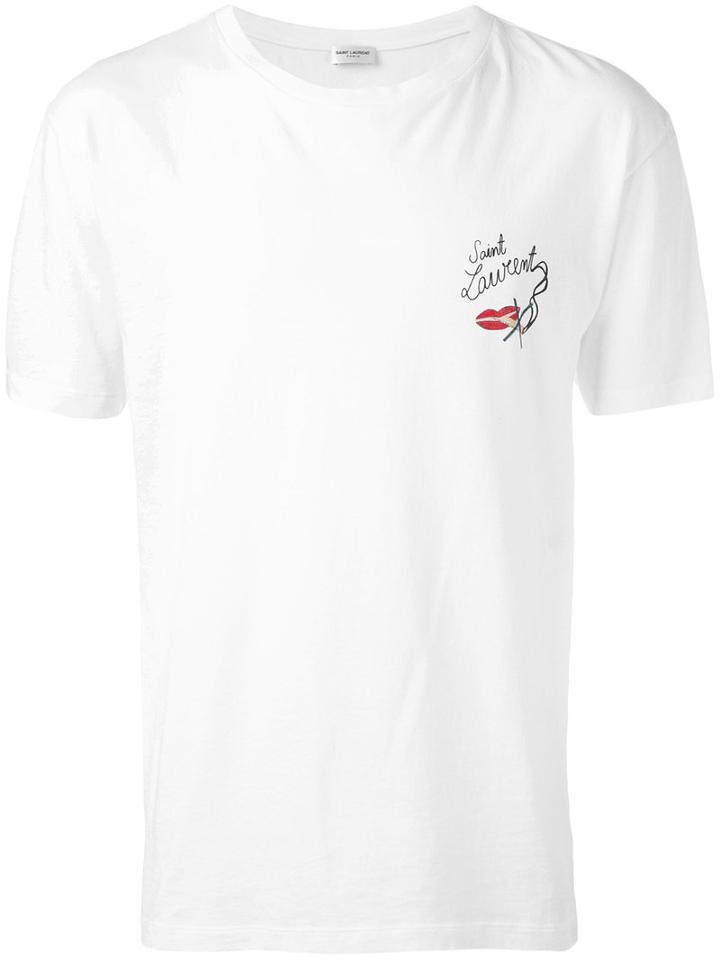 Saint Laurent - Printed Logo T-shirt - Men - Cotton - Xxl, White, Cotton