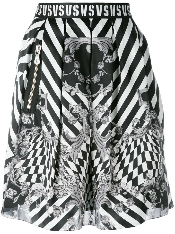 Versus Printed Skirt, Women's, Size: 44, Black, Silk/polyester