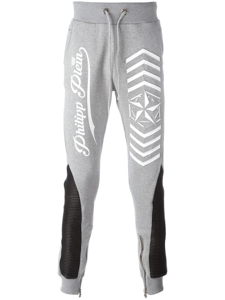 Philipp Plein 'look At You' Track Pants, Men's, Size: Small, Grey, Cotton/polyester/polyurethane