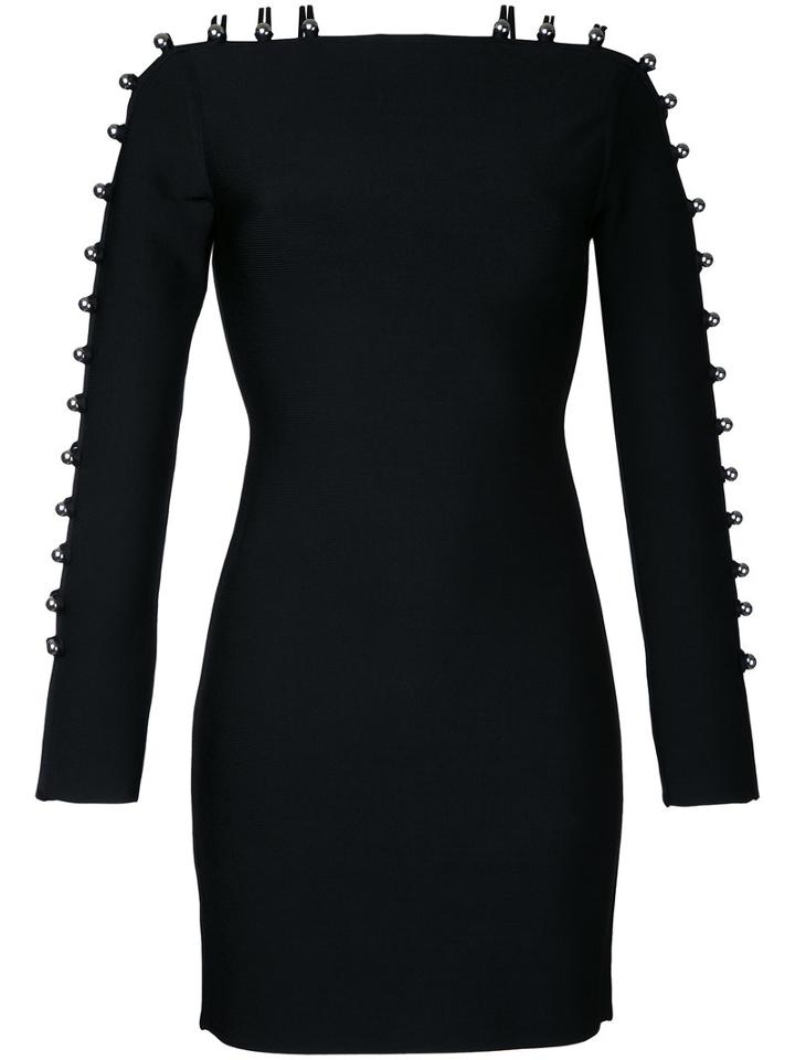 David Koma - Strappy Sleeves Mini Dress - Women - Nylon/spandex/elastane/rayon - S, Black, Nylon/spandex/elastane/rayon