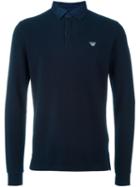 Armani Jeans Longsleeved Polo Shirt, Men's, Size: Xl, Blue, Cotton