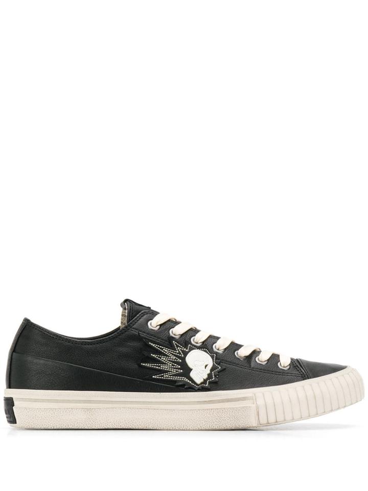 John Varvatos Skull Embroidery Sneakers - Black