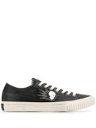 John Varvatos Skull Embroidery Sneakers - Black