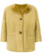 Desa 1972 Furry Interior Button Up Coat - Yellow & Orange