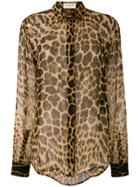Saint Laurent Sheer Leopard Print Shirt - Brown