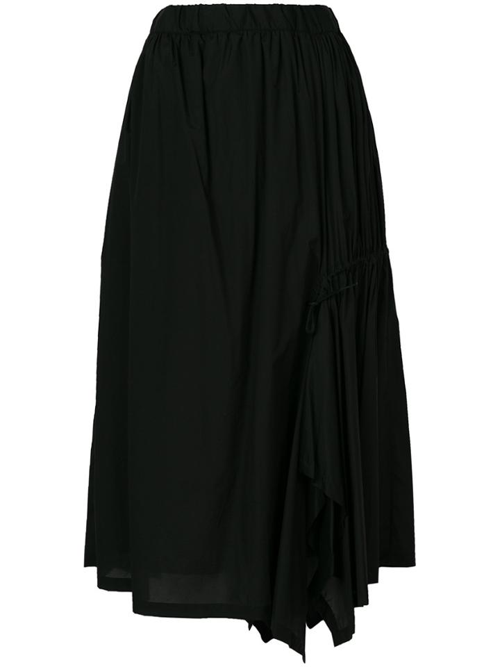 Y-3 Ruched Ruffle Midi Skirt - Black